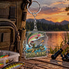 Maxcorners Dynamic Ocean Wave Fishing Artwork Personalized Name 2D Acrylic Keychain Ornament (8 Fish Species)