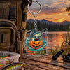 Maxcorners Halloween Pumpkin Fishing Artwork Personalized Name 2D Acrylic Keychain Ornament (13 Fish Species)