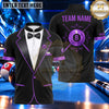 Maxcorners Elegant Tuxedo Bow Tie 8 Ball Pool Multiple Options Personalized Name, Team Name 3D Shirt