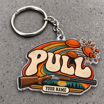 Maxcorners Pull Retro Shotgun Clay Target Design Custom Name Trap Shooting Custom Gift 2D Flat Acrylic Ornament, Keychain