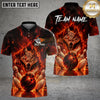 Maxcorners Bowling Shirt Fierce Wolf Fire Bowling Ball and Pins Multiple Options Personalized Name, Team Name 3D Shirt