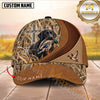 Maxcorners Cross Layered Leather Marsh Camo Dog Hunting Multicolor Options Personalized Name 3D Cap