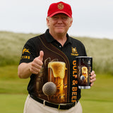 Maxcorners Golf And Beer Custom Men's Funny Graphic Golf Polo Shirt, Dad Golf Gift