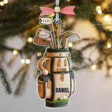 Maxcorners Personalized Golf Bag Acrylic Ornament, Custom Name Golf Ornament, Golf Keychain, Christmas Golf Gift