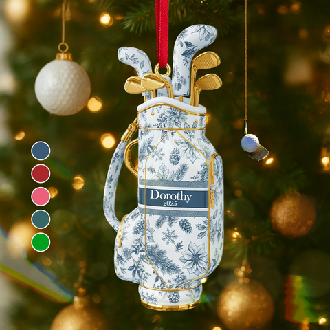 Maxcorners Golf Bag Toile De Jouy Ornament, Golf Ornaments For Christmas Tree, Christmas Presents For Golfers