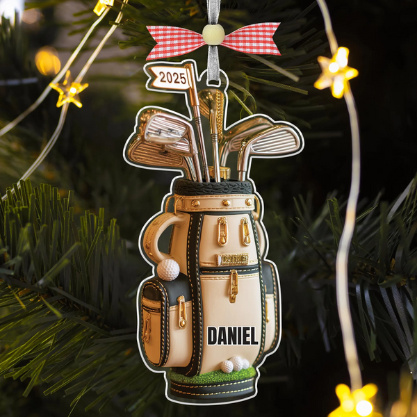 Maxcorners Personalized Golf Bag Acrylic Ornament, Custom Name Golf Ornament, Golf Keychain, Christmas Golf Gift