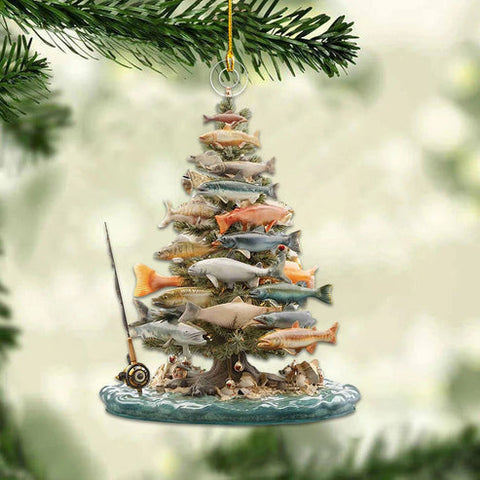 Maxcorners Fishing Christmas Ornament, Christmas Aquarium Decor, Christmas Tree Decorations