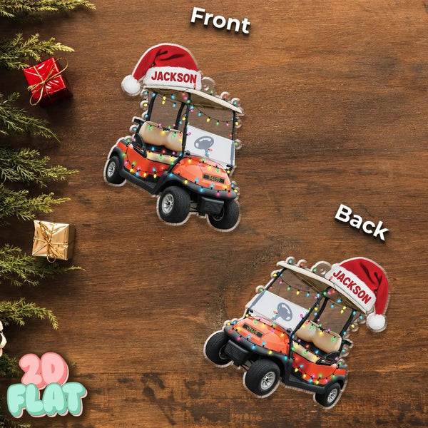 Maxcorners Personalized Golf Cart 2D Flat Ornament, Acrylic Ornament, Christmas Tree Ornaments, Gift For Golfer