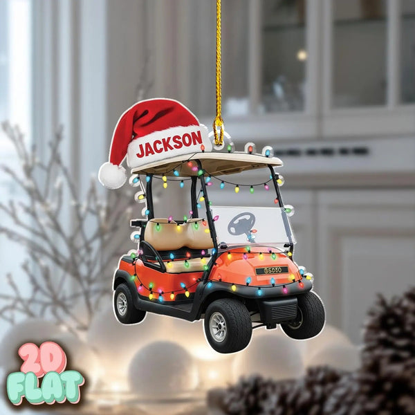 Maxcorners Personalized Golf Cart 2D Flat Ornament, Acrylic Ornament, Christmas Tree Ornaments, Gift For Golfer