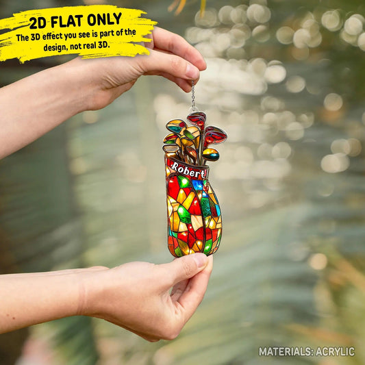 Maxcorners Custom Golf Bag Acrylic Ornament, Golf Keychain, Funny Golf Accessories, Gift For Golfers, Christmas Ornament