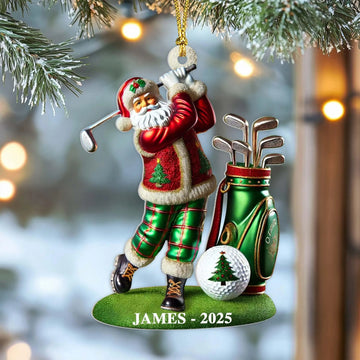 Maxcorners Santa Claus Golf Christmas Tree Ornament, Acrylic Ornament, Christmas Tree Ornaments, Gift For Golfer