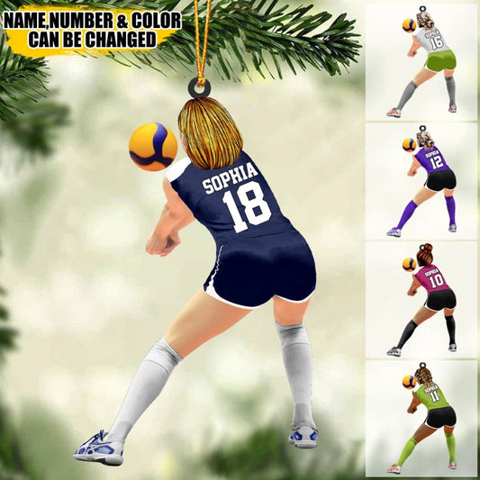 Maxcorners Custom Volleyball Ornament, Personalized Name Number Color Volleyball Player Christmas Ornament, Volleyball Gift for Girls