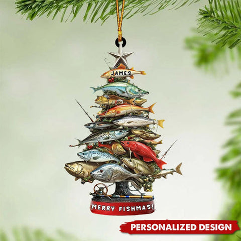 Maxcorners Fishing Waves Ornament, Christmas Aquarium Decor, Personalized Christmas Ornaments