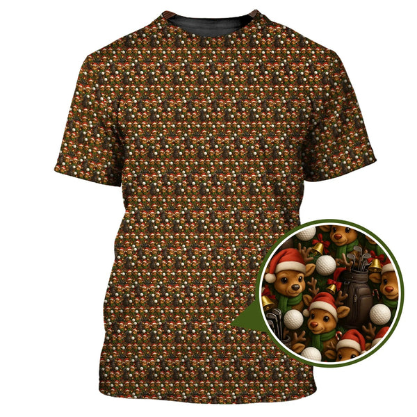 Maxcorners Reindeer Shirt For Golfer, Funny Pattern Golf Shirt, Christmas Golf Shirt