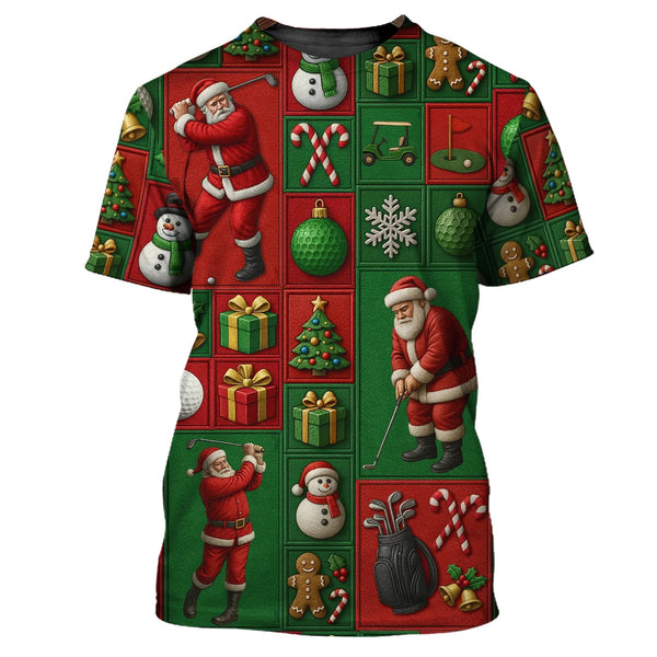 Maxcorners Christmas Golf Shirt, Funny Pattern Golf Shirt For Golfer, Santa Golf Shirt For Men