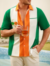 Maxcorners Orange And Green St. Patrick's Day Lucky Clover Hawaiian Golf Shirt, Tropical Vibe Men's Golf Shirt