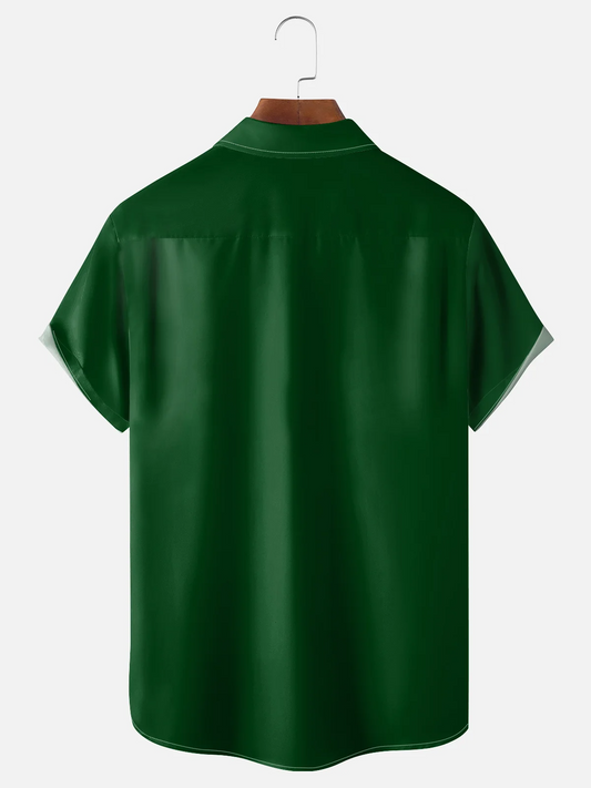 Maxcorners St Patrick‘s Day Shamrock Green And White Hawaiian Golf Shirt, Holiday Hawaiian Shirt, Tropical Vibe Men's Golf Shirt