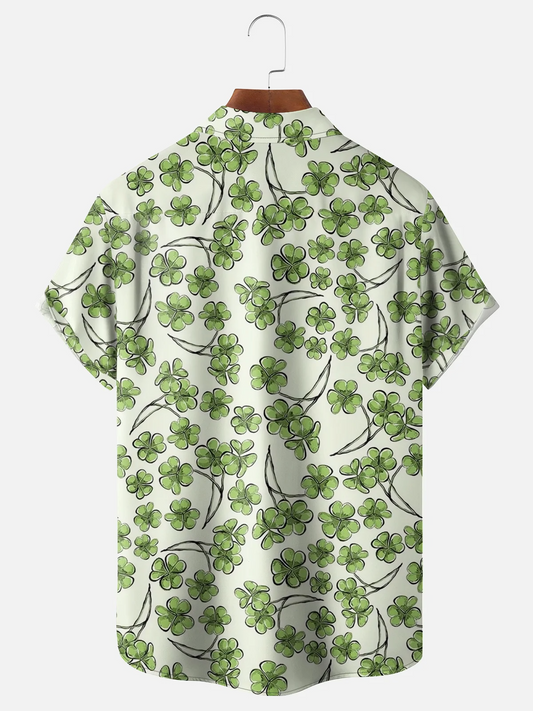Maxcorners St. Patrick's Day Shamrock Irish Flag Hawaiian Golf Shirt, Holiday Hawaiian Shirt, Tropical Vibe Men's Golf Shirt