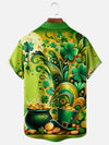 Maxcorners St. Patrick'S Day Pot of Gold Four Leaf Clover Hawaiian Golf Shirt, Tropical Vibe Men's Golf Shirt
