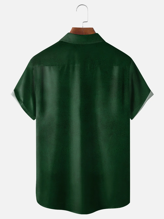 Maxcorners St. Patrick's Day Four Leaf Clover Stripe Green And Gold Hawaiian Golf Shirt, Men's Golf Shirt