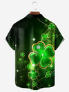 Maxcorners Irish Parade Green St. Patrick's Day Lucky Clover Hawaiian Golf Shirt, St Paddy's Day Tropical Vibe Men's Golf Shirt