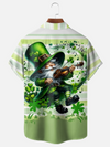 Maxcorners St. Patrick's Day Musical Gnome Playing Violin Hawaiian Golf Shirt, Shamrock Golf Shirts, Men's Golf Shirt