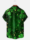 Maxcorners St. Patrick's Day Four Leaf Clover Green Art Hawaiian Golf Shirt, Tropical Vibe Men's Golf Shirt