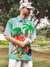 Maxcorners Green St. Patrick's Day Lucky Clover Tropical Vibe Hawaiian Golf Shirt, Men's Golf Shirt, Funny St Patricks Day Shirts
