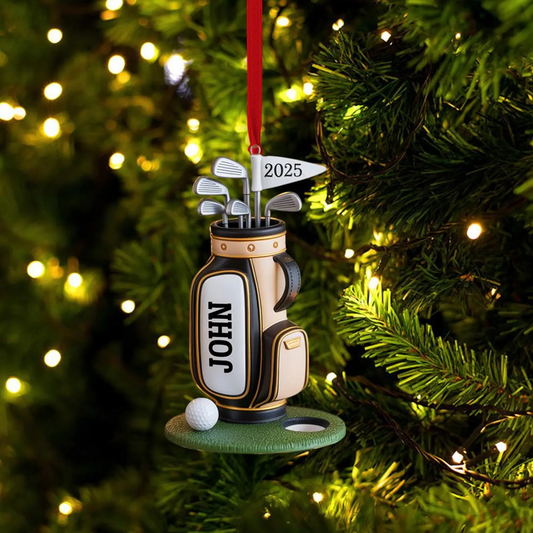 Maxcorners Personalized Golf Bag Acrylic Ornament, Custom Name Golf Ornament, Gift For Golf Lover, Xmas Ornament
