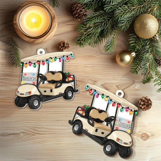 Maxcorners Personalized Golf Cart Christmas Ornament, Acrylic Ornament, Christmas Tree Ornaments, Gift For Golfer