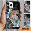 Maxcorners Fishing Tribal Pattern Black White Water Splash Personalized Name Phone Case (10 Fish Species)