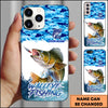 Maxcorners Fishing Phone Case Jumping Water Splash Blue Scale Pattern Personalized Name Phone Case (10 Fish Species)
