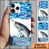 Maxcorners Fishing Phone Case Jumping Water Splash Blue Scale Pattern Personalized Name Phone Case (10 Fish Species)