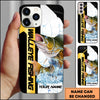 Maxcorners Fishing Phone Case Dynamic Splash Black Blue Contrast Design Personalized Name Phone Case (10 Fish Species)
