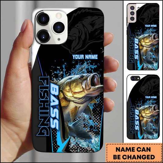 Maxcorners Fishing Phone Case Bold Typography Water Action Design Personalized Name Phone Case (10 Fish Species)