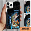 Maxcorners Fishing Phone Case Bold Typography Water Action Design Personalized Name Phone Case (10 Fish Species)
