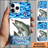 Maxcorners Fishing Phone Case Jumping Water Splash Blue Scale Pattern Personalized Name Phone Case (10 Fish Species)