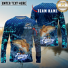 Maxcorners Fishing Dark Water Splash Texture Design Personalized Name, Team Name Long Sleeve Shirt (9 Breeds)