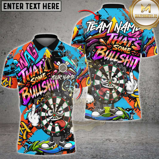 Maxcorners Funny Dartboard Cartoon Graffiti Style Multicolor Options Personalized Name, Team Name 3D Shirt (4 Colors)