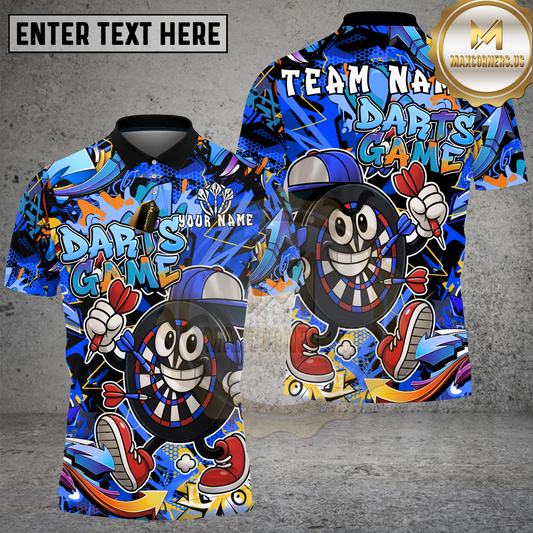 Maxcorners Cartoon Dartboard Character Graffiti Style Multicolor Options Personalized Name, Team Name 3D Shirt (4 Colors)