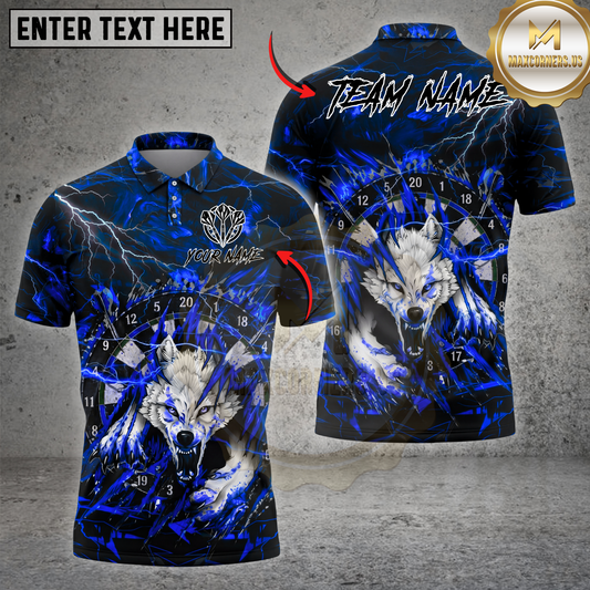 Maxcorners Dart Shirt Wolf Attack Lightning Dartboard Aggressive Graphic Multicolor Options Personalized Name, Team Name 3D Shirt (4 Colors)