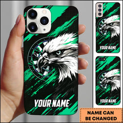 Maxcorners Darts Phonecase Bald Eagle Dartboard Cyan Black Graphic Design Personalized Name 3D Phone Case