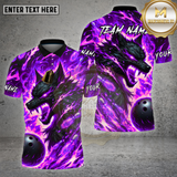 Maxcorners Bowling Fire Wolf Flame Art Design Multi Options Personalized Name Team Name 3D Shirt