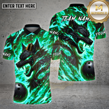 Maxcorners Bowling Fire Wolf Flame Art Design Multi Options Personalized Name Team Name 3D Shirt