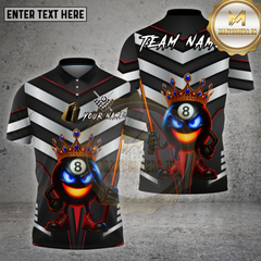 Maxcorners Billiards Shirt 8 Ball King Silver Chevron Royal Flame Cue Multioptions Personalized Name, Team Name Unisex 3D Shirt