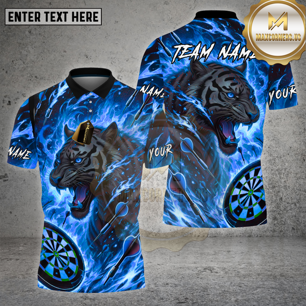 Maxcorners Dartboard Fire Tiger Flame Art Design Multi Options Personalized Name Team Name 3D Shirt