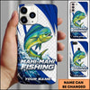 Maxcorners Fishing Phone Case Scale Texture White Blue Dynamic Wave Art Personalized Name Phone Case (8 Fish Species)