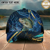 Maxcorners Fishing Luxury Gold Stripe Water Splash Design Personalized Name Classic 3D Cap (9 Breeds)