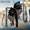 Maxcorners Chinook Fishing Split Grunge Splash Design Personalized Name, Team Name Long Sleeve Shirt (12 Fish Species)