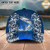 Maxcorners Fishing Tribal Blue Personalized Name, Team Name Classic 3D Cap (9 Breeds)